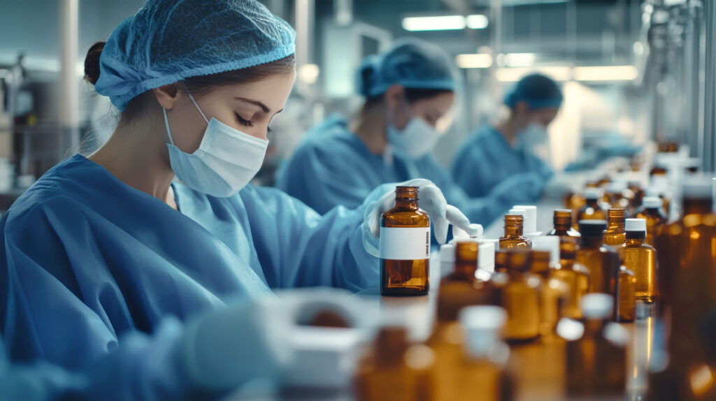 Women working in a cosmetics factory
