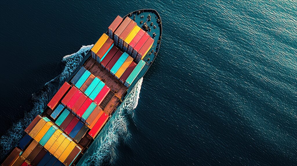 Colorful Containers on Ship from Above