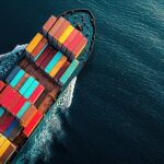 Colorful Containers on Ship from Above